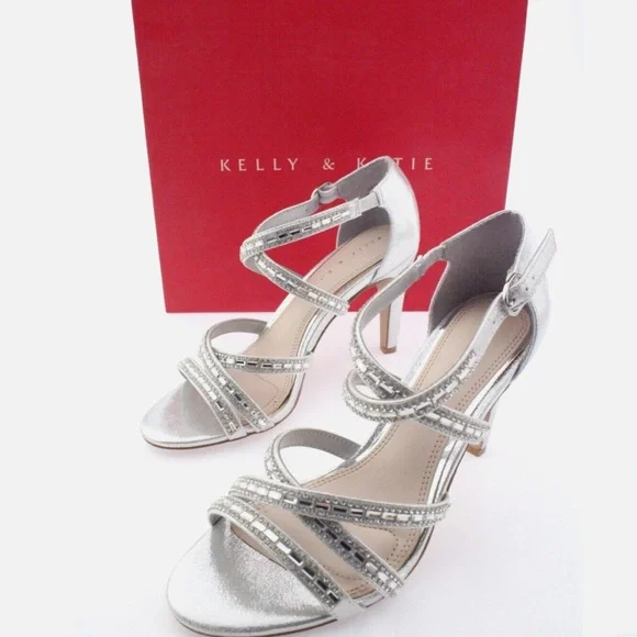Kelly & Katie Women's Silver Rhinestone Sandals 9 1/2 NWOT - Picture 4 of 15